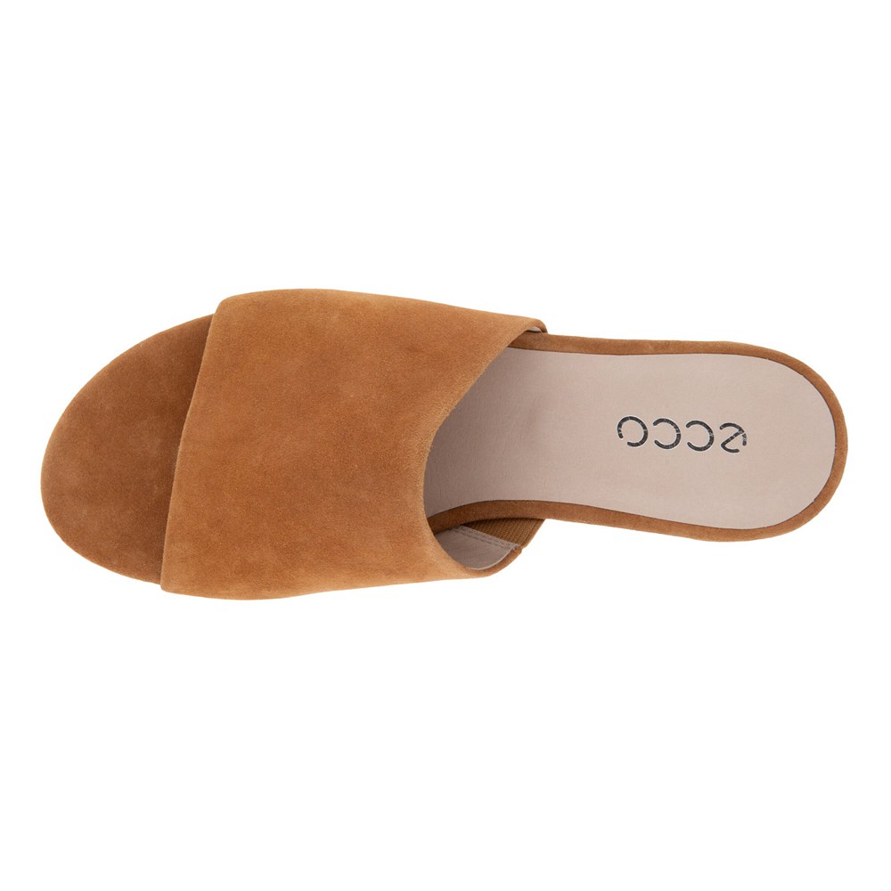 ECCO Womens Slides Brown - Flat Sandals Ii - FZQ-563084